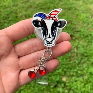 Patriotic Cow Badge Holder